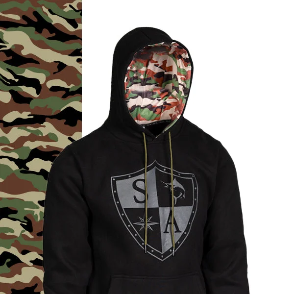 Classic Lined Hoodie | Basic Military Camo Hoodie with Stripes Bold Sporty