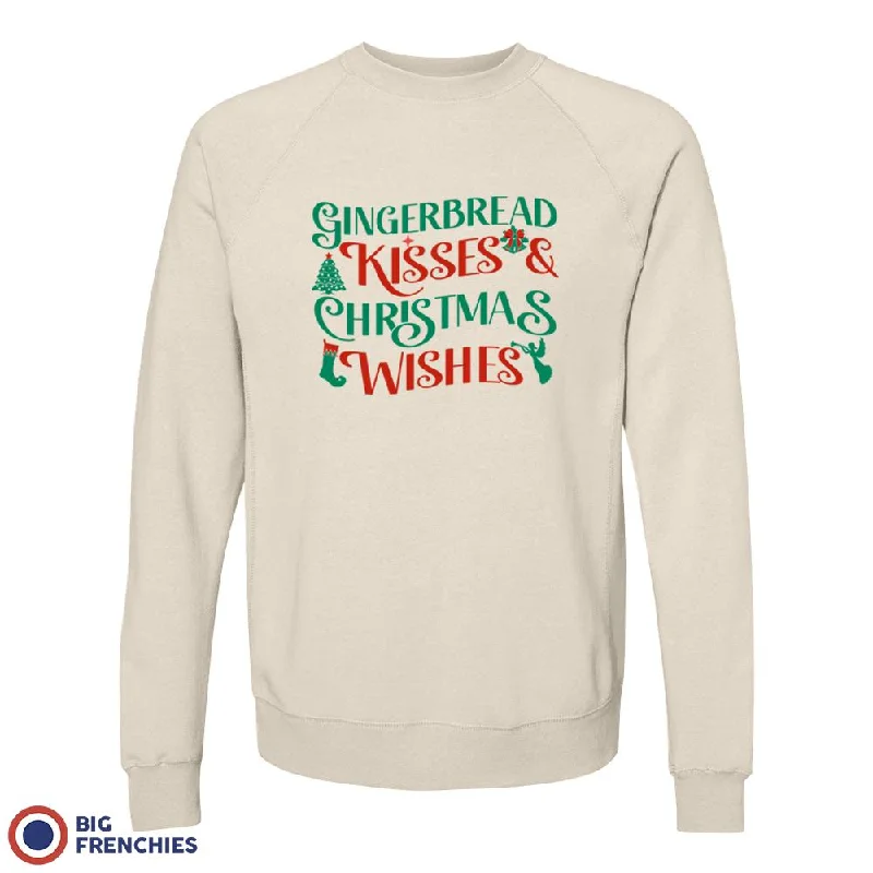 Gingerbread Kisses & Christmas Wishes Unisex Organic Cotton Sweatshirt Hoodie with Bell Sleeves Flared Feminine