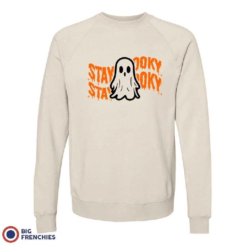Stay Spooky Halloween Unisex Organic Cotton Sweatshirt Hoodie with Color Block Contrast Stylish
