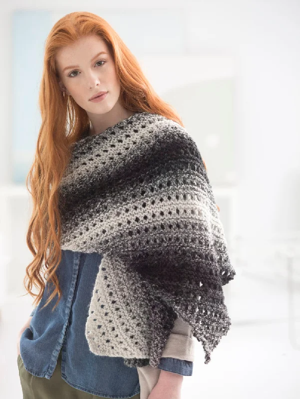 Neutral Slant Shawl (Knit) Soft Cashmere Shawl Poncho