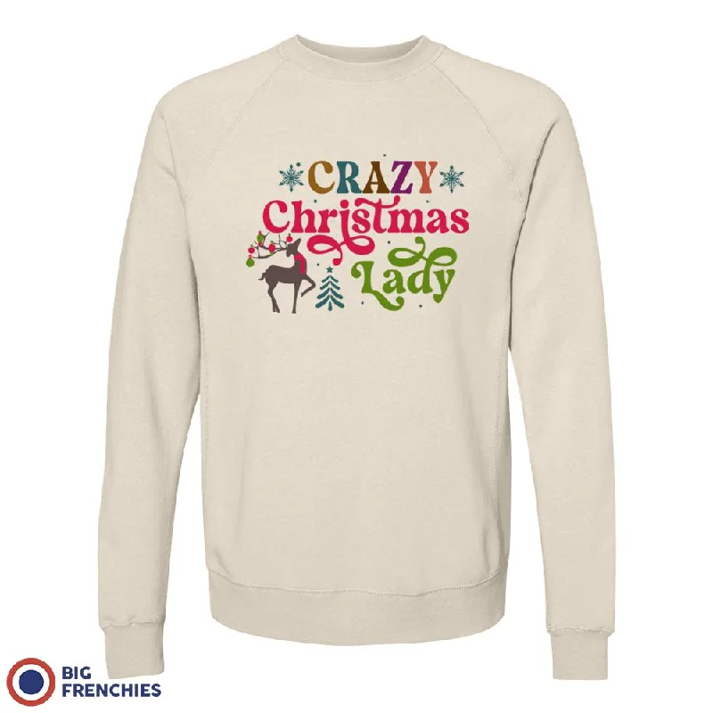 Crazy Christmas Lady Women's Organic Cotton Sweatshirt Hoodie with Turtle Neck Cozy Winter