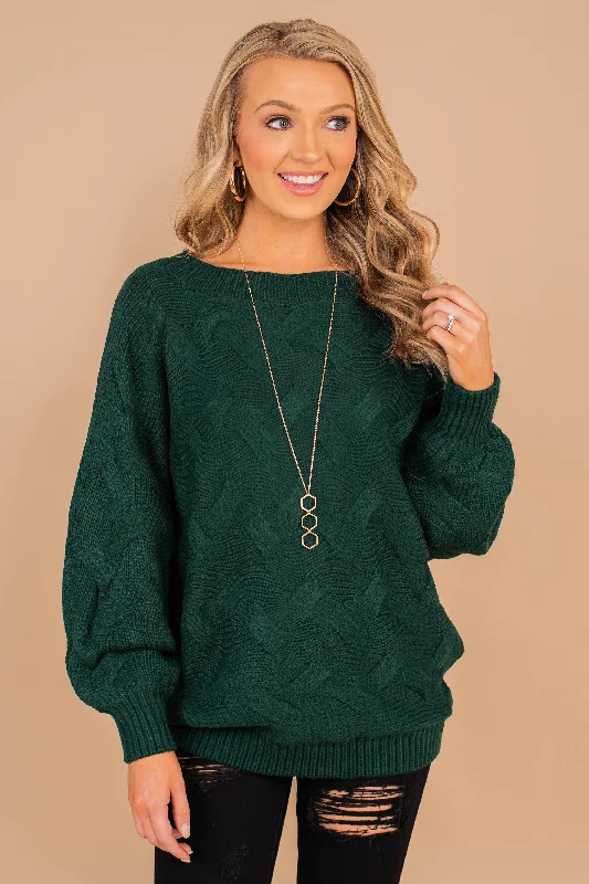 Take You Away Hunter Green Sweater Satin Fabric Silk Fabric Chiffon Fabric