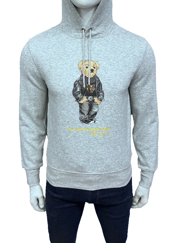 RL Tiger Bear Grey Fleece Hoodie Hoodie with Sequins Glamorous Eye-catching