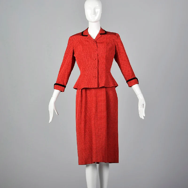1950s L'Aiglon Red Dress with Matching Jacket Herringbone Jacket Checkered Jacket Solid Jacket 1950s L'Aiglon Red Dress with Matching Jacket Herringbone Jacket Checkered Jacket Solid Jacket
