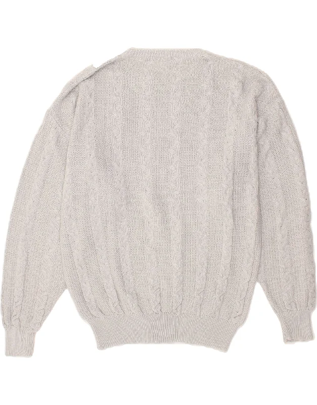 VINTAGE Womens Crew Neck Jumper Sweater IT 50 XL Blue Cotton Wool Fabric Cashmere Fabric Tweed Fabric