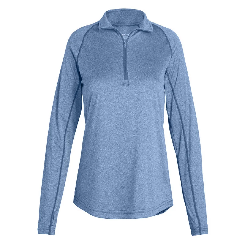 Landway Women's Heather Blue Apex Baselayer Active Dry Pullover Button Front Sweater Landway Women's Heather Blue Apex Baselayer Active Dry Pullover Button Front Sweater