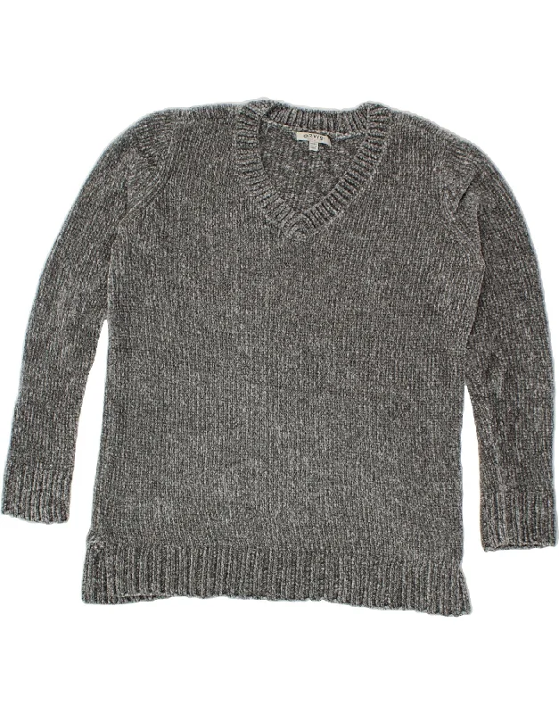 ORVIS Womens V-Neck Jumper Sweater UK 18 XL Grey Polyester Layered Multi-layer Single Layer