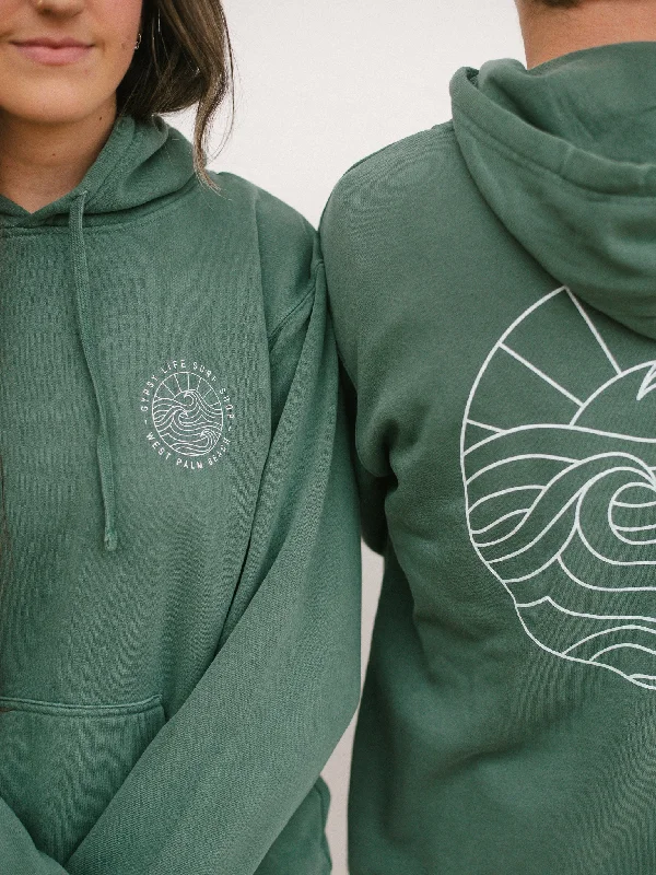 Gypsy Life Surf Shop OG Logo Hoodie - Alpine Green Hoodie with Zipper Placket Modern Functional