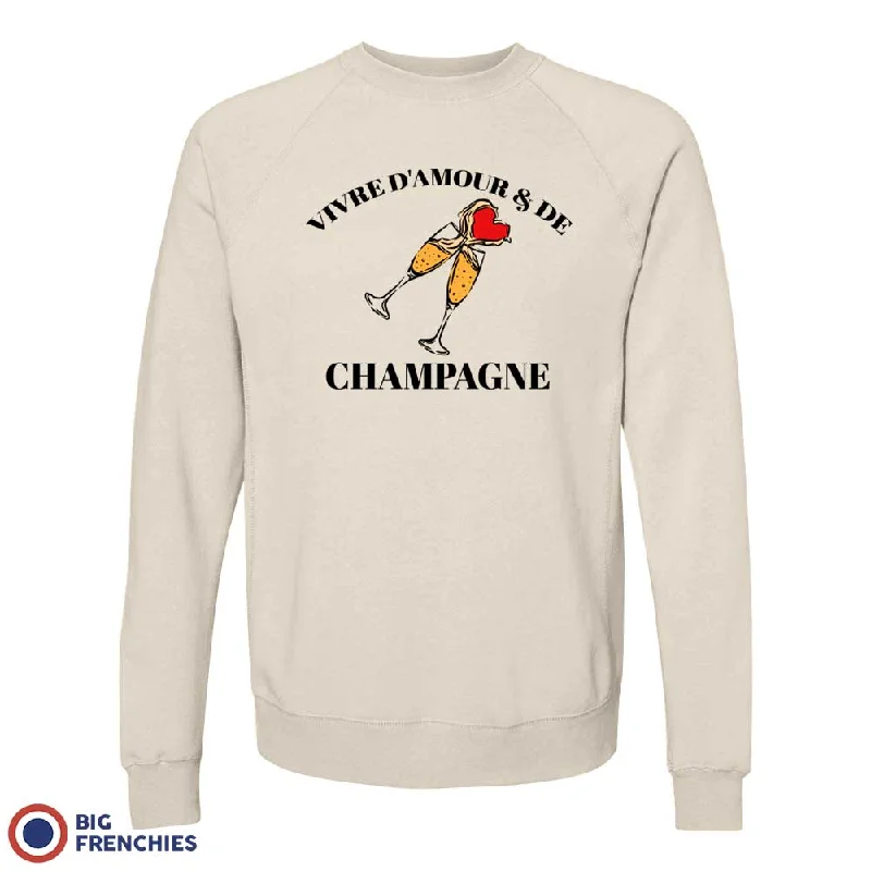 Vivre D'amour & de Champagne Women's Organic Cotton Sweatshirt Hoodie with High-Low Hem Asymmetrical Trendy