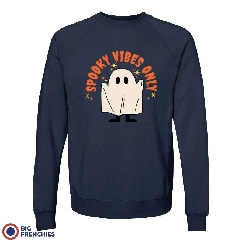 Spooky Vibes Only Halloween Unisex Organic Cotton Sweatshirt Hoodie with Typography Text Message