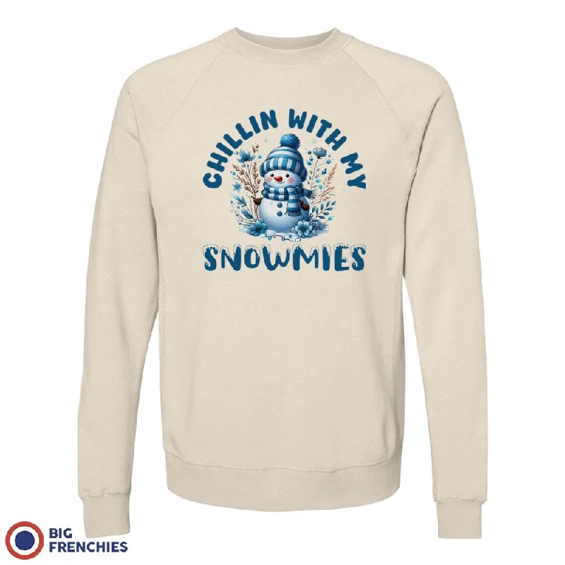 Chilling With My Snowmies Christmas Unisex Organic Cotton Sweatshirt Hoodie with Oversized Fit Loose Comfortable
