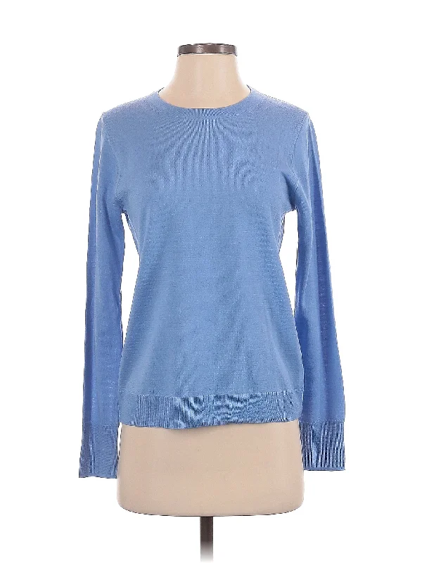 Wool Pullover Sweater Ribbed Crew Neck