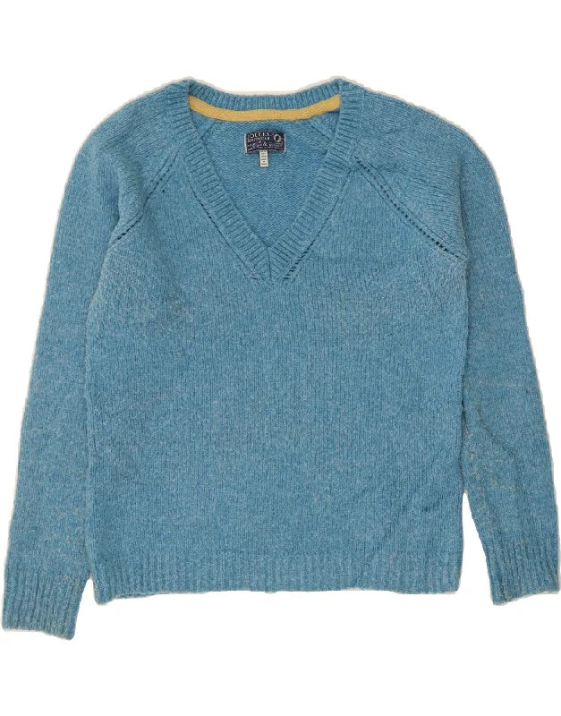JOULES Womens V-Neck Jumper Sweater UK 12 Medium Blue Acrylic Spandex Blend Rayon Blend Denim Blend