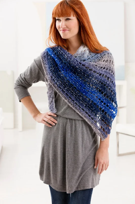 Diagonal Eyelets Shawl (Crochet) - Version 1 Trendy Knitted Shawl Wrap