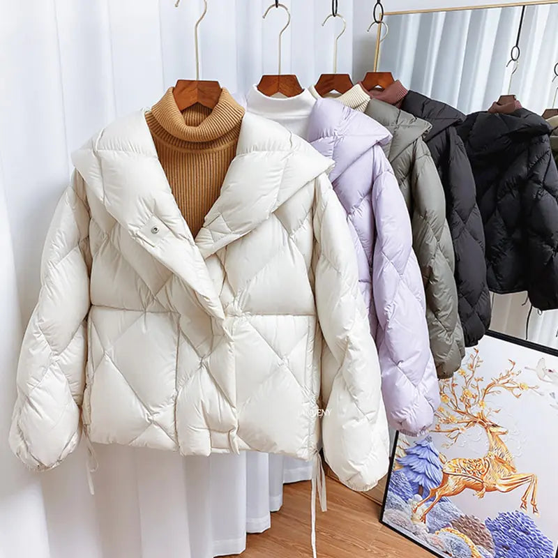 Winter New Fashion White Duck Down Short Jacket Denim Jacket Leather Jacket Suede Jacket