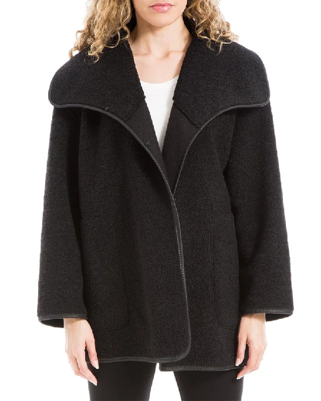 Max Studio Sherpa Jacket One-Shoulder Jacket Off-the-Shoulder Jacket Asymmetrical Jacket