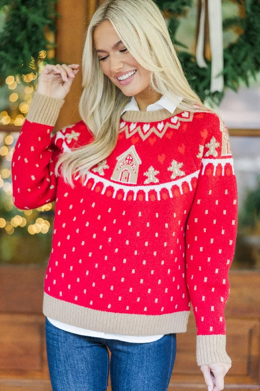 Holiday Dreaming Red Novelty Sweater Mesh Blend Leather Blend Suede Blend