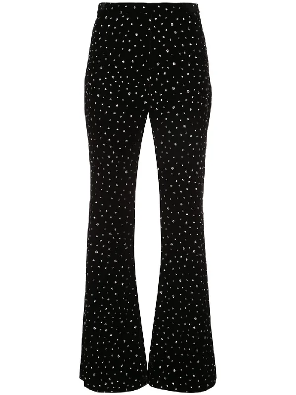 crystal embellished flared trousers Trousers Yoga Stretchy