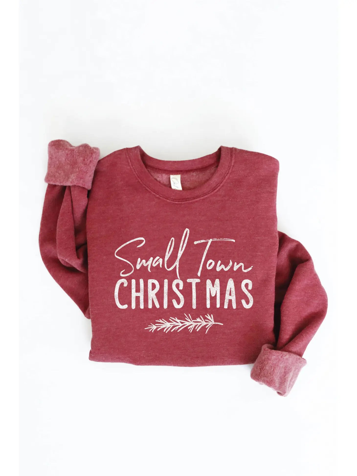 Small Town Christmas Sweatshirt Hoodie with Hem Drawcord Adjustable Customizable