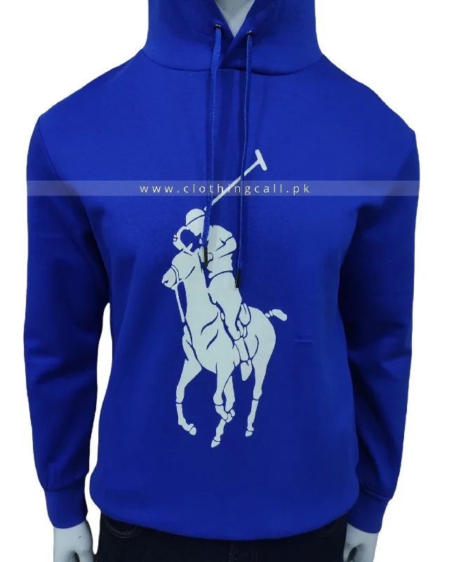 RL Big Pony Royal Blue Hoodie Hoodie with Batwing Sleeves Loose Dramatic