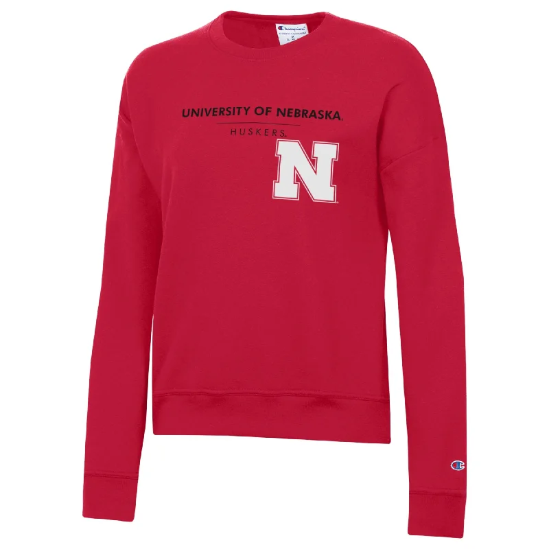 Women's Nebraska Huskers Powerblend Fleece Sweatshirt Hoodie with Full-Zip Functional Layering