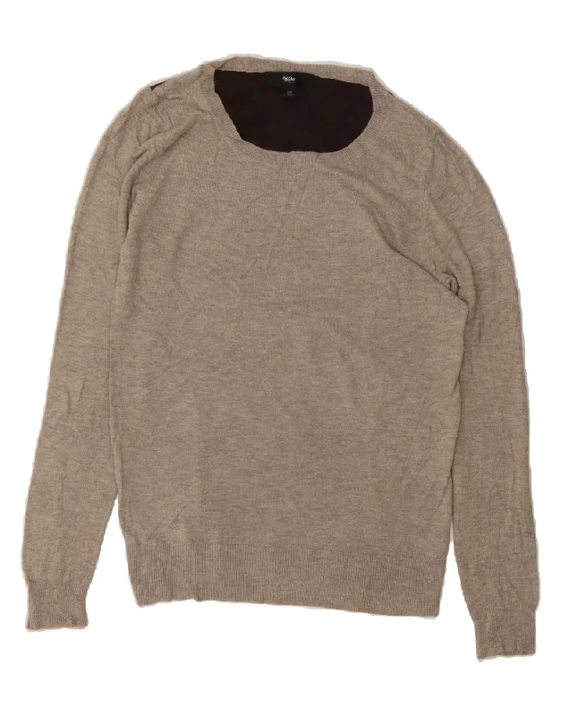 MOSSIMO Womens Crew Neck Jumper Sweater UK 14 Medium Grey Colourblock High Neck Crew Neck V-Neck