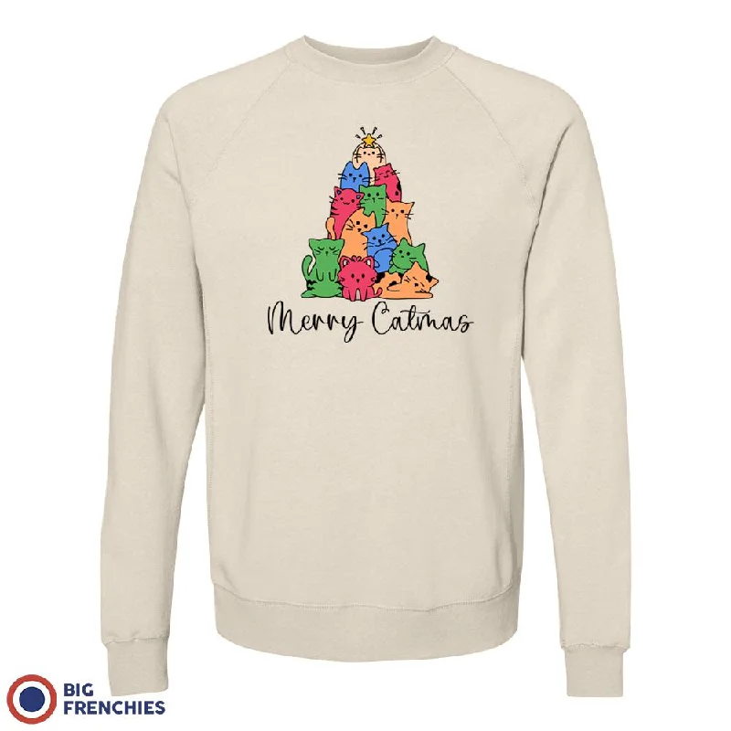 Merry Catmas Christmas Unisex Organic Cotton Sweatshirt Hoodie with Snap Buttons Easy Quick