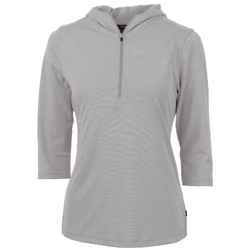Cutter & Buck Women's Polished Virtue Eco Pique Recycled Half Zip Pullover Hoodie One Shoulder Top Cutter & Buck Women's Polished Virtue Eco Pique Recycled Half Zip Pullover Hoodie One Shoulder Top