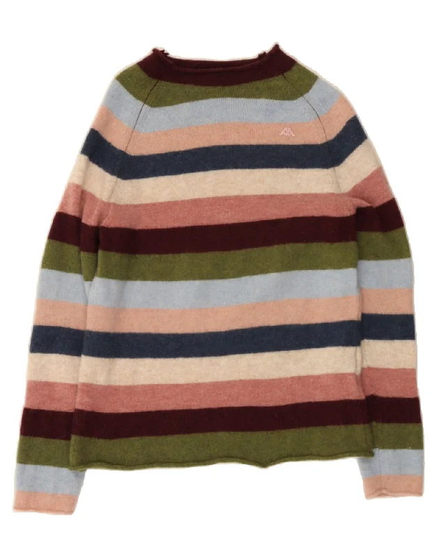 KAPPA Womens Boat Neck Jumper Sweater UK 12 Medium Multicoloured Striped Ribbed Striped Patterned