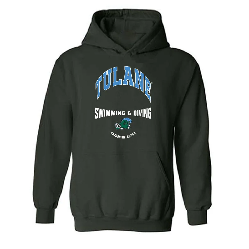 Tulane - NCAA Women's Swimming & Diving : Catherine Russo - Classic Fashion Shersey Hooded Sweatshirt Hoodie with Lace Feminine Delicate