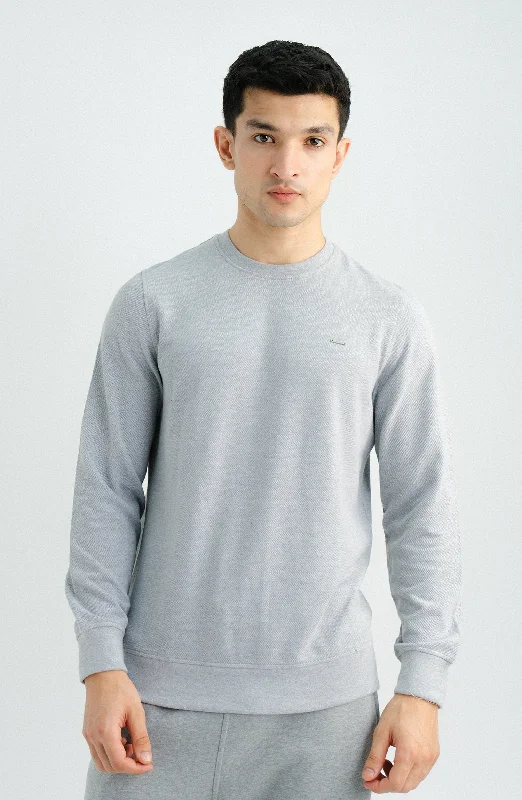 Jumbo Tuck Sweatshirt - Ash Grey Hoodie with Hem Drawcord Adjustable Customizable