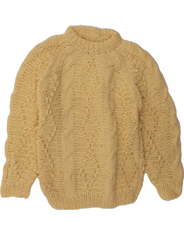 VINTAGE Womens Turtle Neck Jumper Sweater UK 14 Large Off White Thin Thick Dense