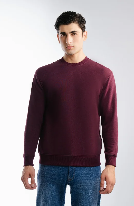 Solid Sweatshirt - Maroon Hoodie with Drop Shoulder Relaxed Streetwear