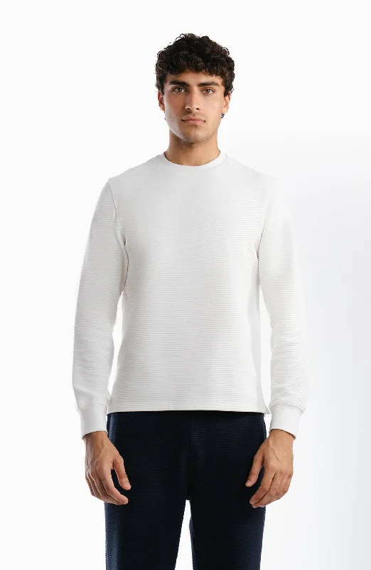 Ottoman Sweatshirt - White Hoodie with Contrast Stitching Detailed Premium