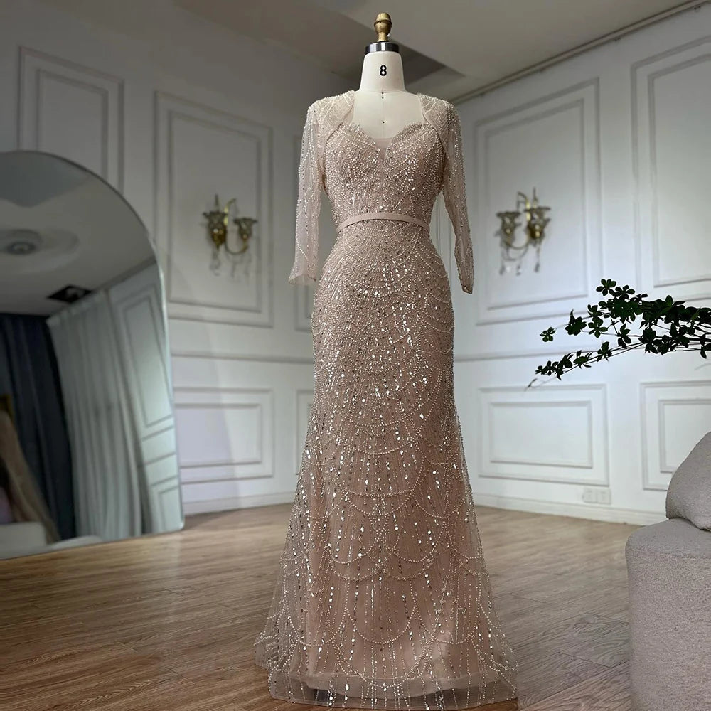 Serene Hill Customized Nude Spaghetti Strap Beaded Mermaid Gown with Detachable Long Sleeve Jacket for Formal Occasion LA72160C Collared Jacket Crew Neck Jacket Turtle Neck Jacket Serene Hill Customized Nude Spaghetti Strap Beaded Mermaid Gown with Detachable Long Sleeve Jacket for Formal Occasion LA72160C Collared Jacket Crew Neck Jacket Turtle Neck Jacket
