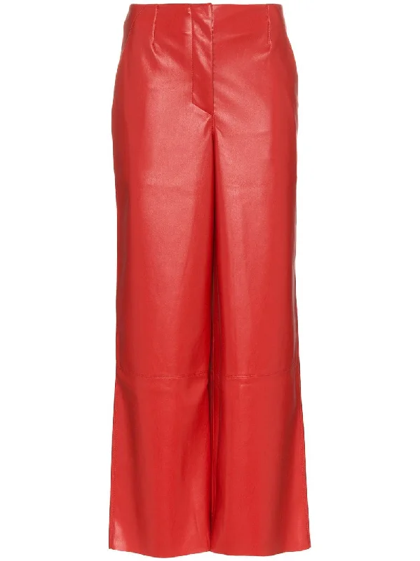 high-waist flared vegan leather trousers Trousers Business Professional