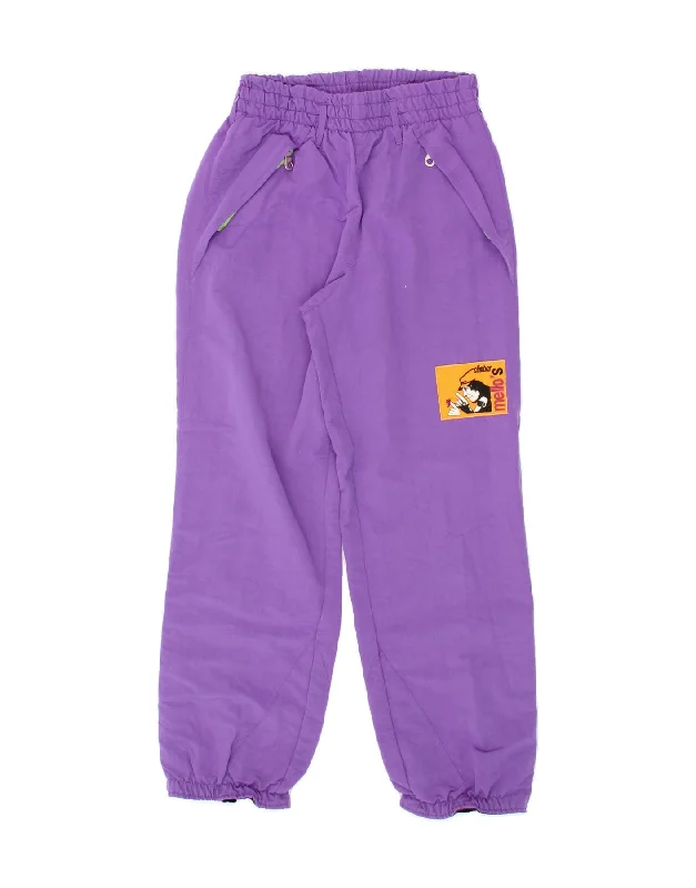 MELLO'S Womens Climber Graphic Windbreaker Trousers IT 44 Medium Purple Wide Leg Loose Fit Mid Waist MELLO'S Womens Climber Graphic Windbreaker Trousers IT 44 Medium Purple Wide Leg Loose Fit Mid Waist