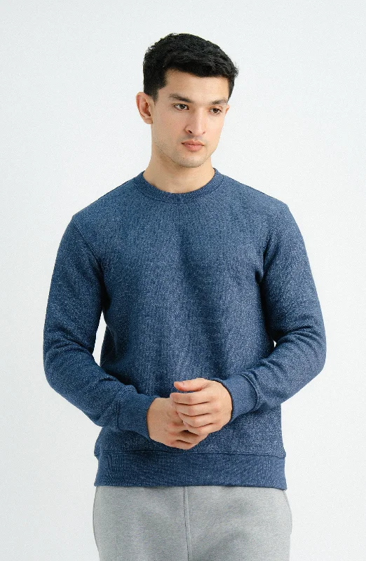 Nantucket Sweatshirt - Navy Blue Hoodie with Ribbed Neckline Snug Warm