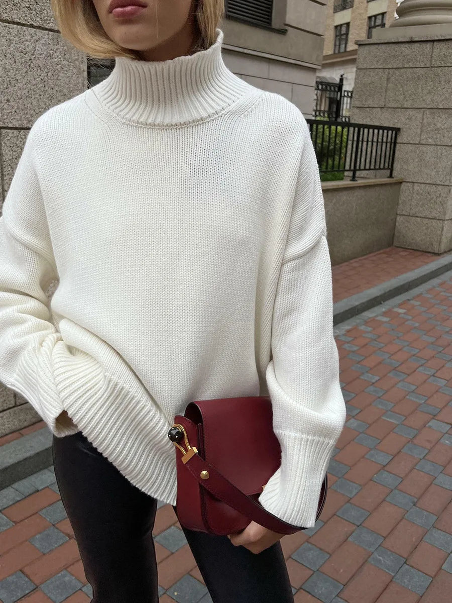 Advbridge Solid Color Turtleneck Knitted Pullover Sweater Fashon Classic Sweater Autumn and Winter Women's Commuter Outfit Pullovers Cap Sleeve Casual Advbridge Solid Color Turtleneck Knitted Pullover Sweater Fashon Classic Sweater Autumn and Winter Women's Commuter Outfit Pullovers Cap Sleeve Casual