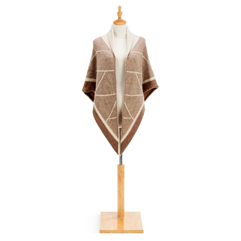 Demdaco 1004290445 Triangle Shawl - Cream and Camel Cozy Fleece Shawl Scarf