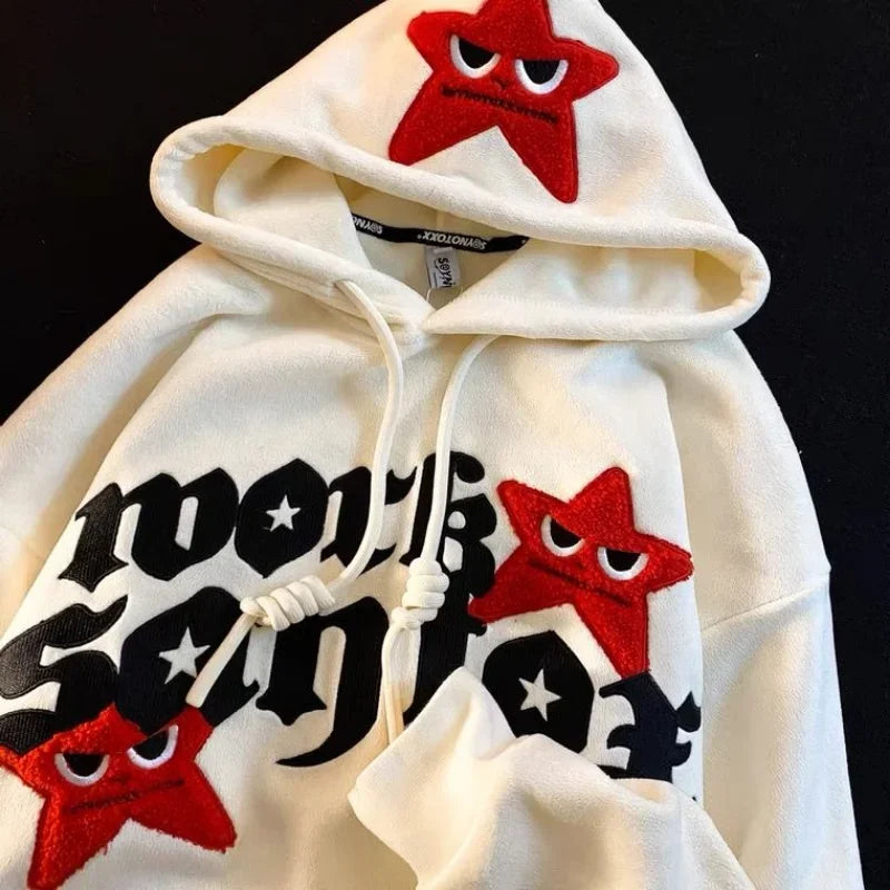 Advbridge Street five-pointed star embroidery letter design pullover hoodies women 2024 autumn and winter niche trend y2k baggy sudaderas dolman Sleeve Top Advbridge Street five-pointed star embroidery letter design pullover hoodies women 2024 autumn and winter niche trend y2k baggy sudaderas dolman Sleeve Top