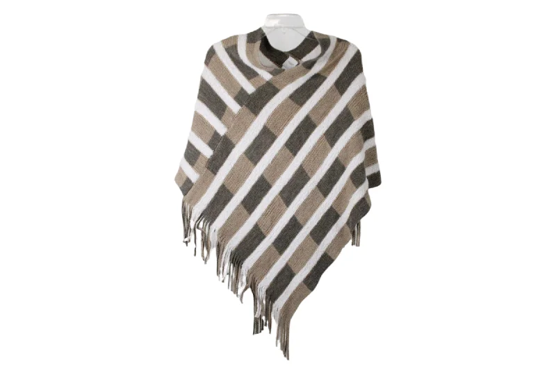 Northern Angel Tan Patterned Shawl | S/M Stylish Cashmere Shawl Cape