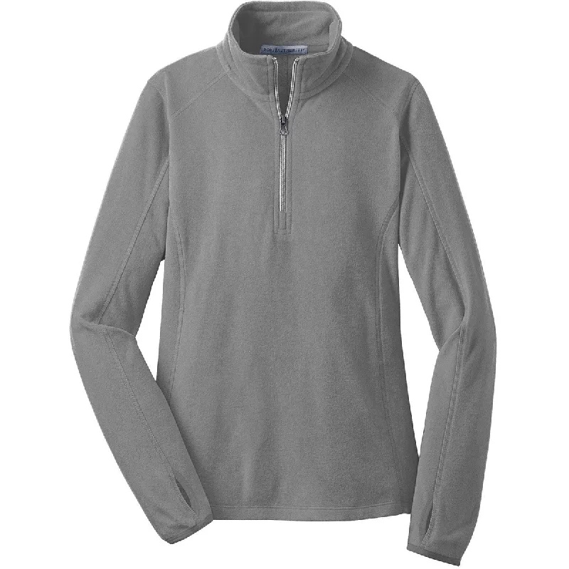 Port Authority Women's Pearl Grey Microfleece 1/2-Zip Pullover Sheath Sleeve Elegant Port Authority Women's Pearl Grey Microfleece 1/2-Zip Pullover Sheath Sleeve Elegant