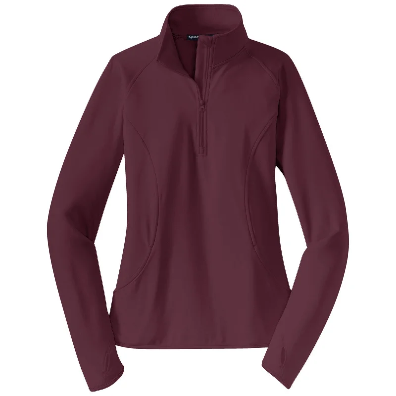 Sport-Tek Women's Maroon Sport-Wick Stretch 1/4-Zip Pullover Turtleneck Warm Pullover Sport-Tek Women's Maroon Sport-Wick Stretch 1/4-Zip Pullover Turtleneck Warm Pullover