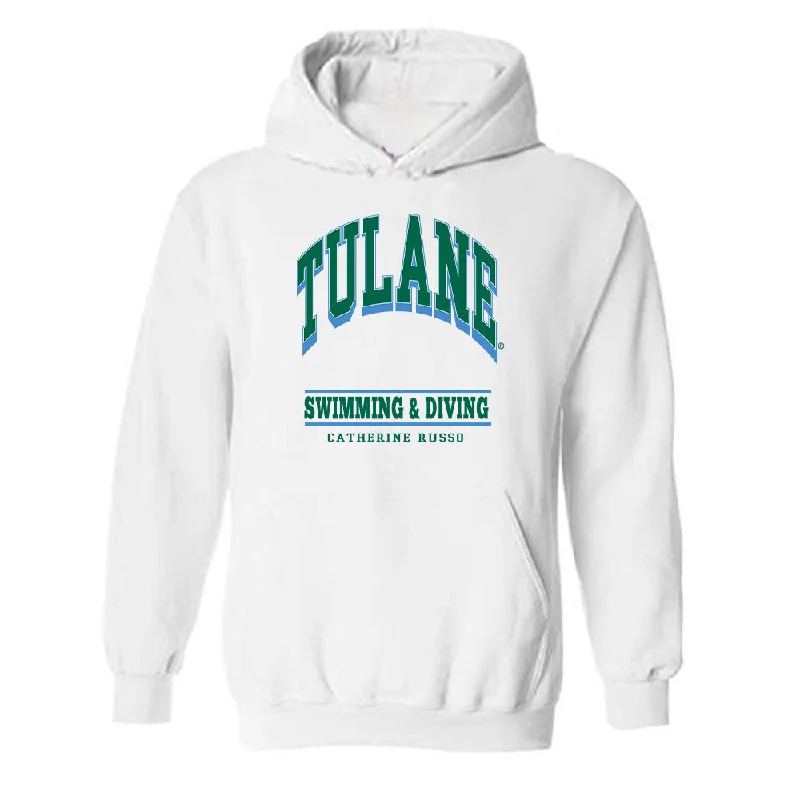 Tulane - NCAA Women's Swimming & Diving : Catherine Russo - Classic Fashion Shersey Hooded Sweatshirt Hoodie with Camouflage Military Edgy