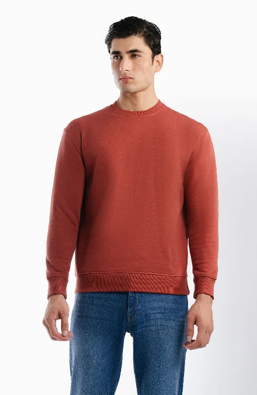 Solid Sweatshirt - Rust Hoodie with Lining Warm Insulated