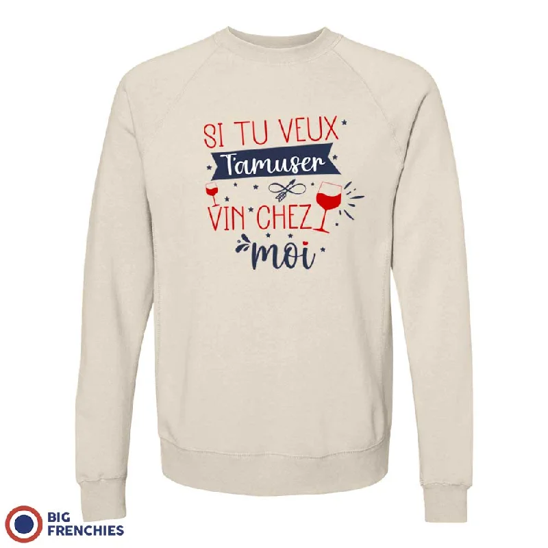 Si Tu Veux T'amuser Vin Chez Moi Unisex Organic Cotton Sweatshirt Hoodie with Belted Waist Structured Tailored