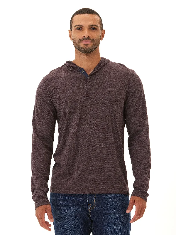 Black Fleck Triblend Henley Hoodie Hoodie with Slit Hem Functional Movement