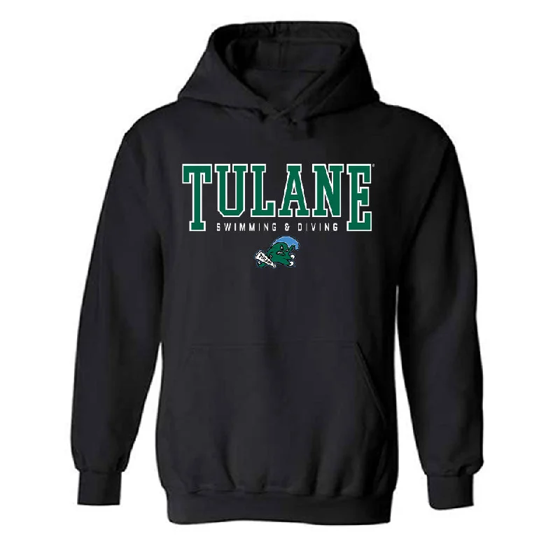 Tulane - NCAA Women's Swimming & Diving : Catherine Russo - Hooded Sweatshirt Hoodie with Pattern Geometric Abstract