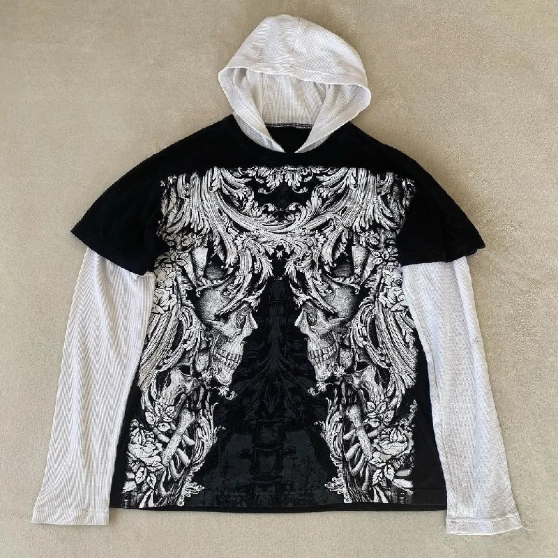 Advbridge Y2k women's clothing hoodies sweatshirt pullover long sleeved round neck retro skull dark high street oversize street tops news Chunky Knit Pullover Advbridge Y2k women's clothing hoodies sweatshirt pullover long sleeved round neck retro skull dark high street oversize street tops news Chunky Knit Pullover